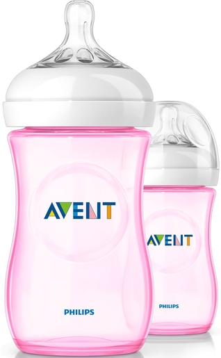 Philips Avent Zuigfles Natural Roze Duo 2x260ml | Zuigflessen