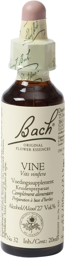 Bachbloesem Remedie 32 Wijnstok 20ml | Overbezorgdheid voor het welzijn van anderen