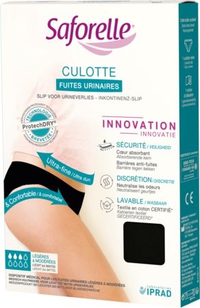 Saforelle Culotte Fuite Urinaire Légère à Modérée Noir Taille 44 | Problèmes urinaires