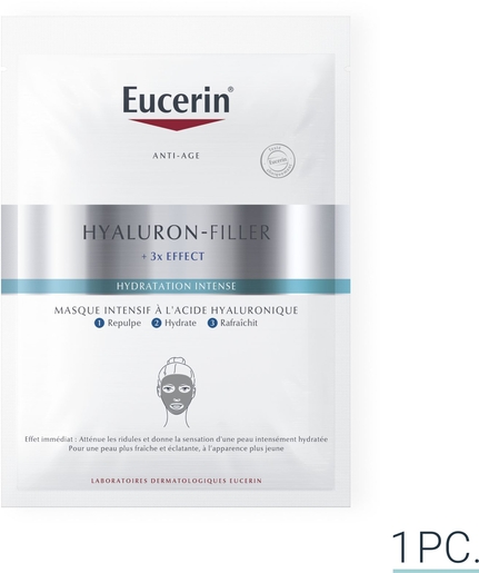 Eucerin Hyaluron-Filler +3x Effect Masque Intensif à l&#039;Acide Hyaluronique Hydratation Intense Anti-Rides &amp; Anti-Âge  1pc | Visage & corps