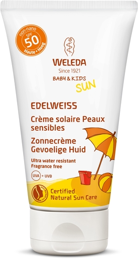 Weleda Edelweiss Bébés &amp; Enfants Crème Solaire Peaux Sensibles IP50 50ml | Crèmes solaires