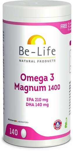 Be Life Omega 3 Magnum 1400 140 Capsules | Bloedsomloop