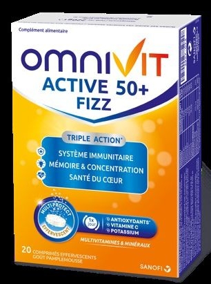 Omnivit Active 50+ 20 Comprimés Effervescents | Défenses naturelles - Immunité