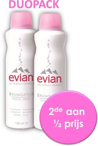 Evian Brumisateur Duo 2x150ml (2de product aan - 50%) | Hydratatie - Voeding