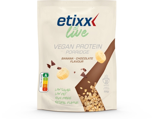Etixx Live Vegan Protein Porridge Banane Chocolat 550g | Régimes protéinés