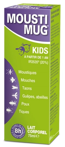 Moustimug Kids Lait Corporel 75ml | Anti-moustiques - Insectes - Répulsifs 