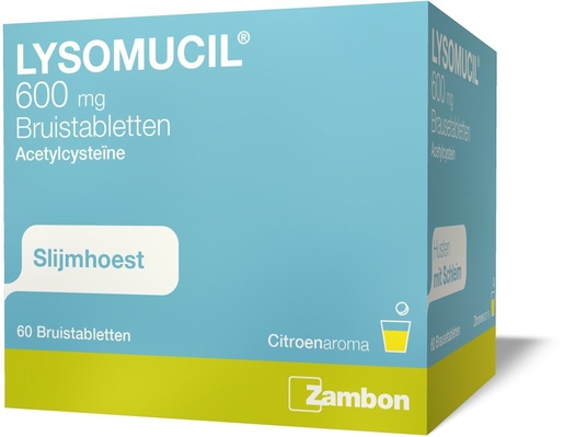 Lysomucil 600mg 60 Bruistabletten | Vette hoest