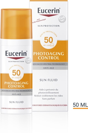 Eucerin Sun Photoaging Control SPF 50 Fluide Anti-Age avec pompe 50ml | Protection visage