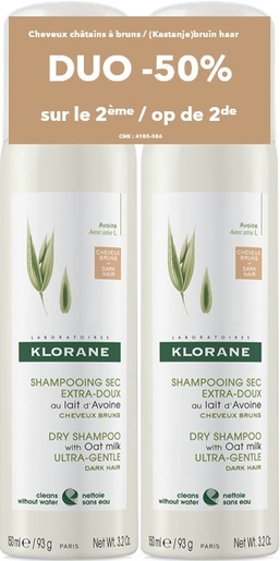 Klorane Shampoing Sec Teinté Lait Avoine Spray 2x150ml | Shampooings