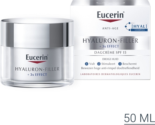 Eucerin Hyaluron-Filler +3x Effect Dagcrème SPF 15 Droge Huid Anti-Age &amp; Rimpels Pot 50ml | Antirimpel