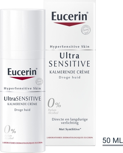 Eucerin UltraSENSITIVE Kalmerende Crème Droge Huid Hypergevoelige Huid met pomp 50ml | Roodheid - Irritaties