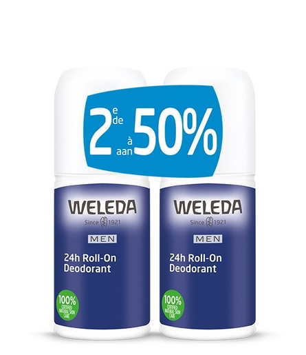 Weleda Deodorant Roll-On 24u voor Mannen 2 x 50 ml (2de -50%) | Antitranspiratie deodoranten