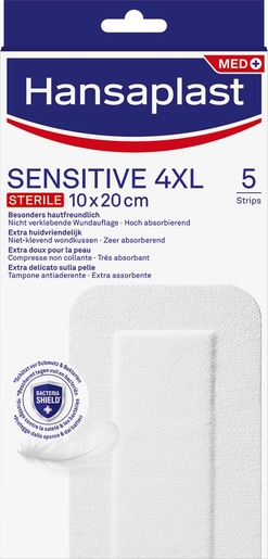 Hansaplast Sensitive Steriel 4XL 10x20 cm 5 Stuks | Verbanden - Pleisters - Banden