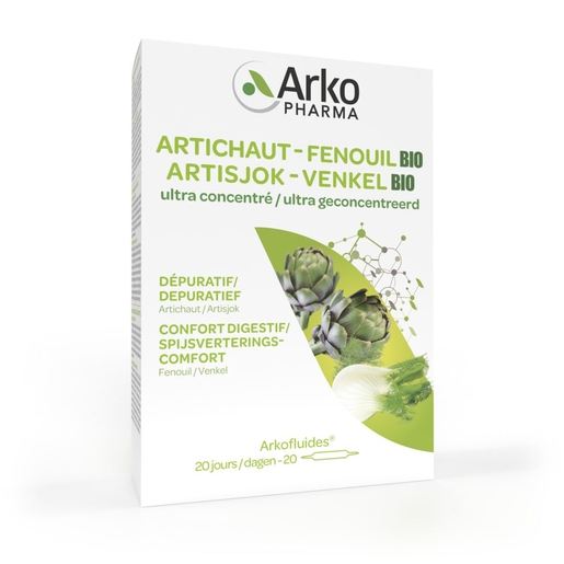Arkofluides Artichaut Fenouil Bio 20 Ampoules | Digestion - Transit