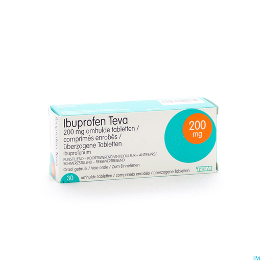 Ibuprofen Teva 200mg 30 omhulde tabletten | Pijnlijke maandstonden
