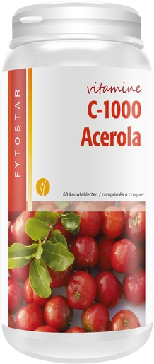 Fytostar Vitamine C-1000 Acérola 60 Comprimés à croquer | Défenses naturelles - Immunité