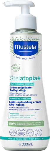 Mustela Stelatopia + Crème Relipidante Anti-Grattage Bio 300ml | Soins spécifiques