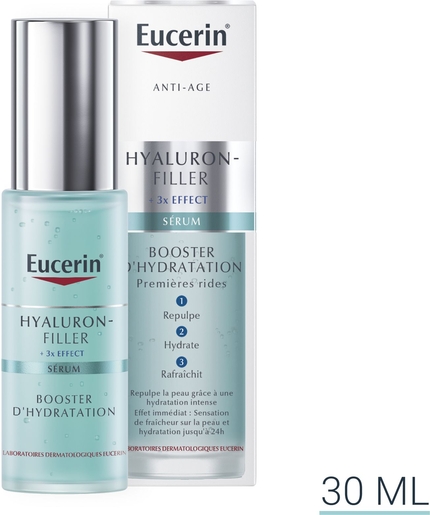 Eucerin Hyaluron-Filler +3x Effect Sérum Booster d&#039;Hydratation Premières Rides Anti-Âge avec pompe 30ml | Visage & corps