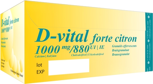 D-Vital Forte 1000/880 Citroen 30 Zakjes | Calcium - Vitamine D