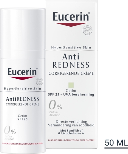 Eucerin Anti-Redness Corrigerende Crème Getint SPF 25 + UVA bescherming Hypergevoelige Huid met pomp 50ml | Roodheid - Irritaties
