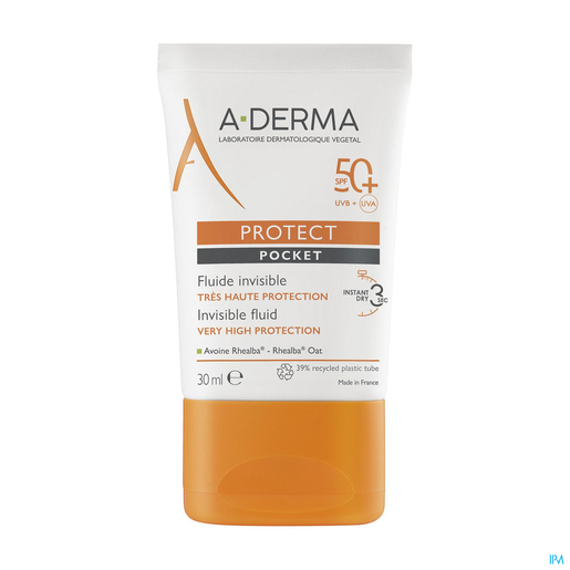 Aderma Protect Pocket Onzichtbare Fluid SPF50+ 30 ml | Zonnebescherming
