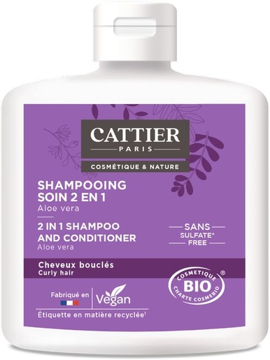 Cattier Shampoo 2-in-1 Verzorging Gekruld Haar Bio 250 ml | Haarverzorging