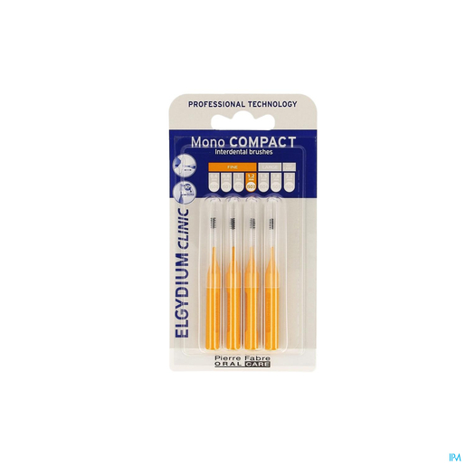 Elgydium Clinic Monocompact Brossettes Interdentaires Orange Fine 1,2mm 4 Pièces | Fil dentaire - Brossette interdentaire