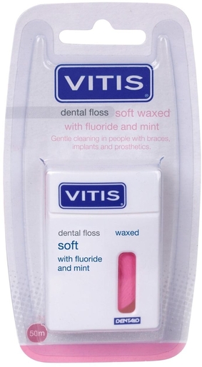 Vitis Floss Waxed Fluor Mint 50m | Tandfloss - Interdentale borsteltjes