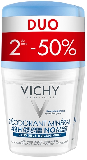 Vichy Déodorant Mineral 48h Duo 2x40ml (2ème à -50%) | Déodorants classique