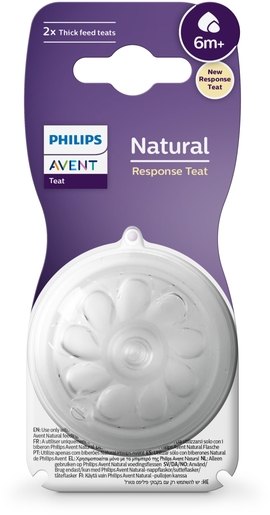 Philips Avent Tétine Naturelle Liquide Epais Débit 6 +6Mois 2 Pièces | Tétines