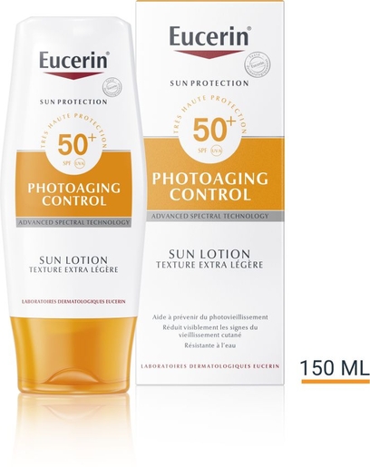 Eucerin Sun Photoaging Control SPF 50+ Lotion Texture Extra Légère Anti-Age Tube 150ml | Crèmes solaires