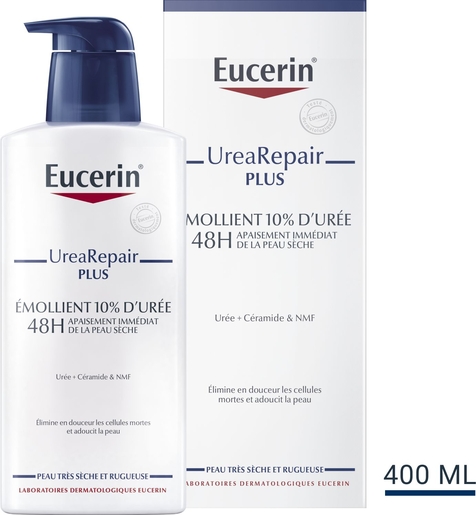 Eucerin UreaRepair Plus Émollient 10% d&#039;Urée Peau Très Sèche et Rugueuse avec pompe 400 ml | Sécheresse cutanée sévère