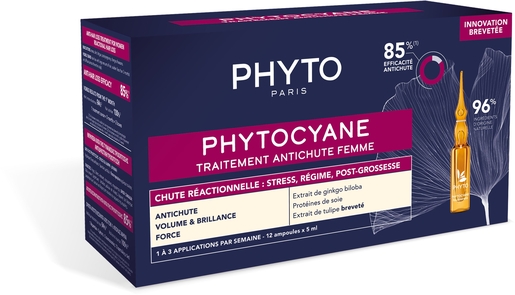 Phytocyane behandeling tegen reactieve haaruitval vrouw ampullen 12x5 ml | Uitval