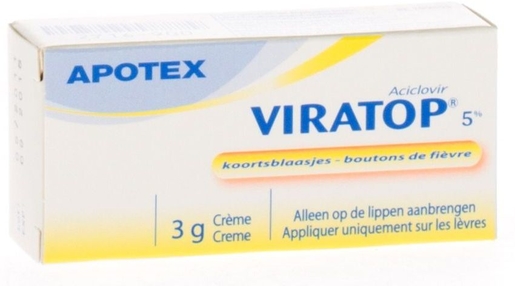 Viratop Apotex 5% Crème 3g | Koortsblaasjes - Herpes
