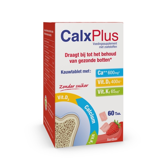 CalxPlus Aardbei 60 Tabletten | Gewrichten