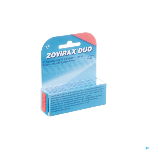 Zovirax Duo 50 mg/g + 10 mg/g Crème 2 g | Koortsblaasjes - Herpes labialis