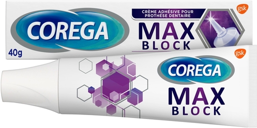 Corega Max Block Crème Adhésive Prothèse Dentaire 40g | Soins des prothèses et appareils