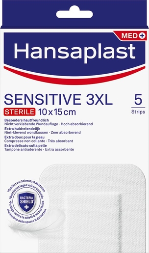 Hansaplast Sensitive Steriel 3XL 10x15 cm 5 Stuks | Verbanden - Pleisters - Banden