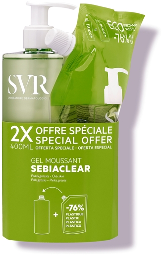 SVR Sebiaclear Schuimende Gel 400 ml + Navulling 400 ml | Make-upremovers - Reiniging