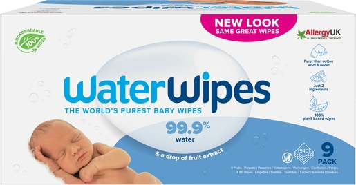 Waterwipes Doekjes Baby Economy Pack 9x60 | Luiers -  Babydoekjes - Liniment