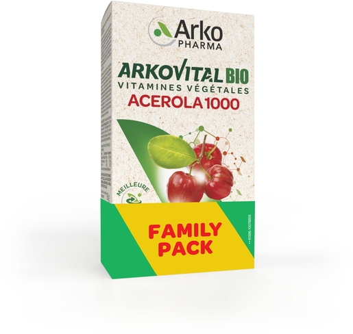Arkovital Acérola 1000 Bio Familypack 4 x 15 Tabletten | Natuurlijk afweersysteem - Immuniteit
