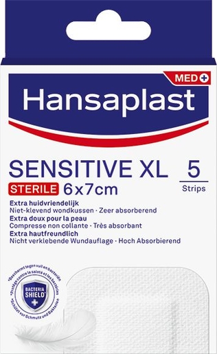 Hansaplast Sensitive Steriel XL 6x7 cm 5 Pleisters | Verbanden - Pleisters - Banden