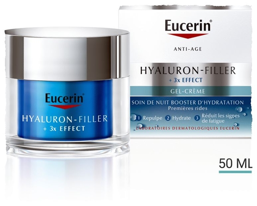 Eucerin Hyaluron-Filler + 3x Effect Hydratatie Booster Nacht Gel-Crème Anti-Age &amp; Rimpels Pot 50ml | Nachtverzorging