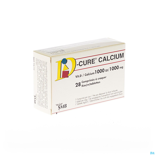 D-Cure Calcium 1000mg/1000ui 28 Comprimés à Croquer | Calcium - Vitamines D