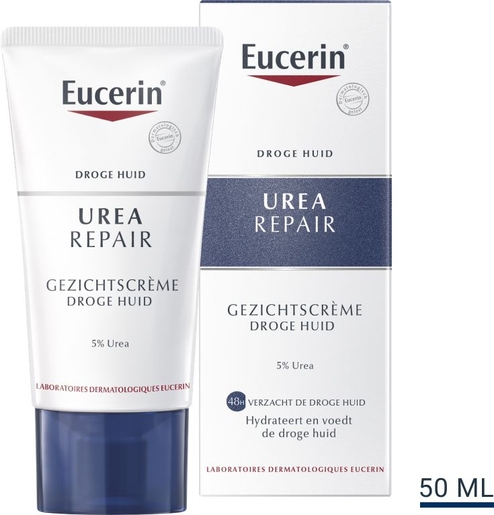Eucerin UreaRepair Gezichtscrème Droge Huid 5% Urea Droge Huid Tube 50ml | Hydratatie - Voeding