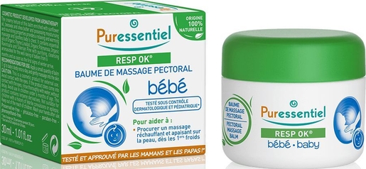 Puressentiel - Resp OK - Baume de Massage Pectoral Enfant - Formule 100%  d'origine naturelle - Aider à procurer un massage apaisant et réchauffant  dès