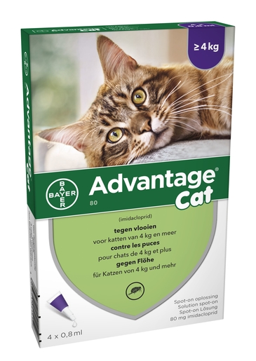 Advantage 80 Katten &gt;4 kg 4x0,8 ml | Geneesmiddelen voor katten