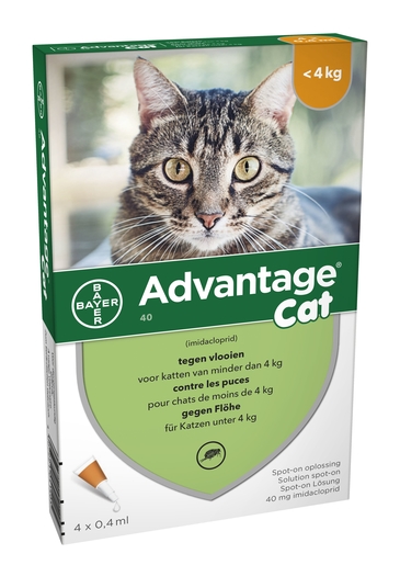 Advantage 40 Katten &lt; 4 kg 4 x 0,4 ml | Geneesmiddelen voor katten