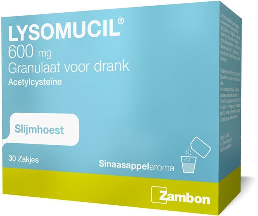 Lysomucil 600mg 30 Zakjes  Granulaat | Vette hoest