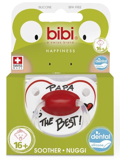 BIBI Fopspeen Happiness Papa Is The Best (meer dan 16 maanden) | Fopspenen
